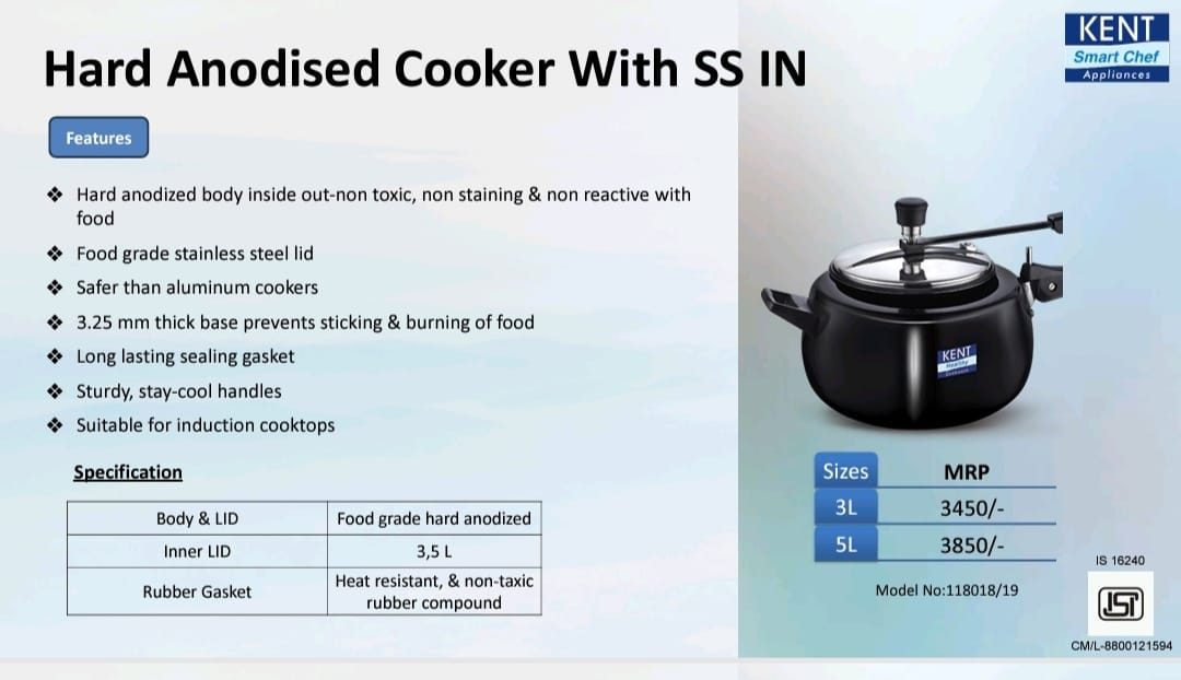 kent hard anodised cooker with ss in